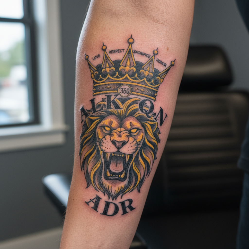 Latin Kings — 5-Point Crown, Lion, 'ALKQN'