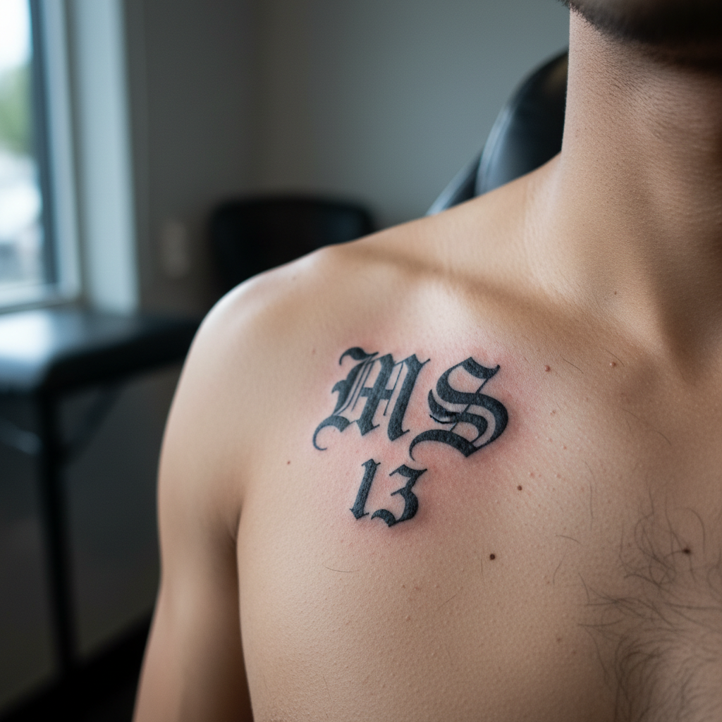 MS-13 — 'MS' Lettering and the Numeral 13